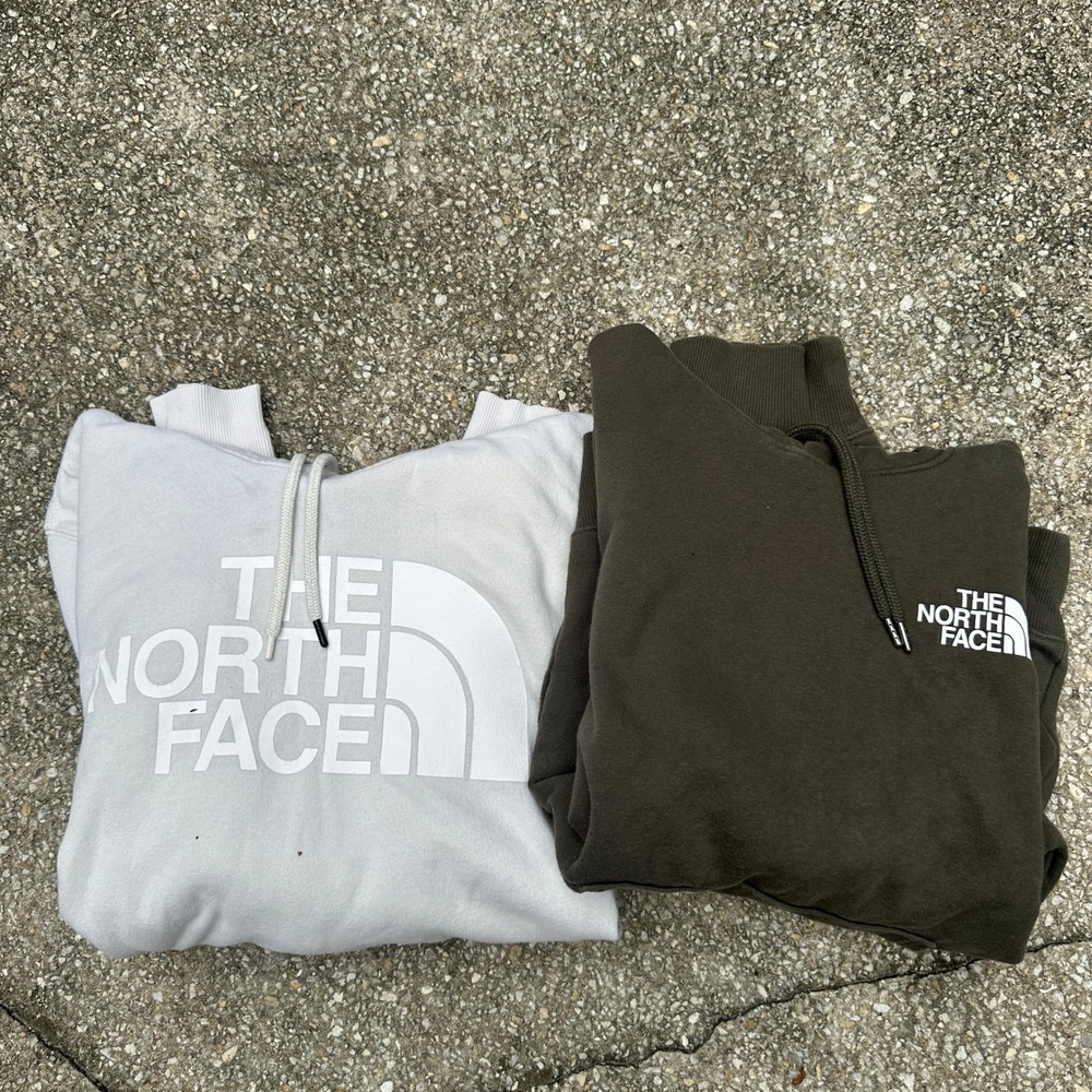 North Face 2 Pack Mens Hoodie XL Grey Half Dome M Olive Circular Design Logo